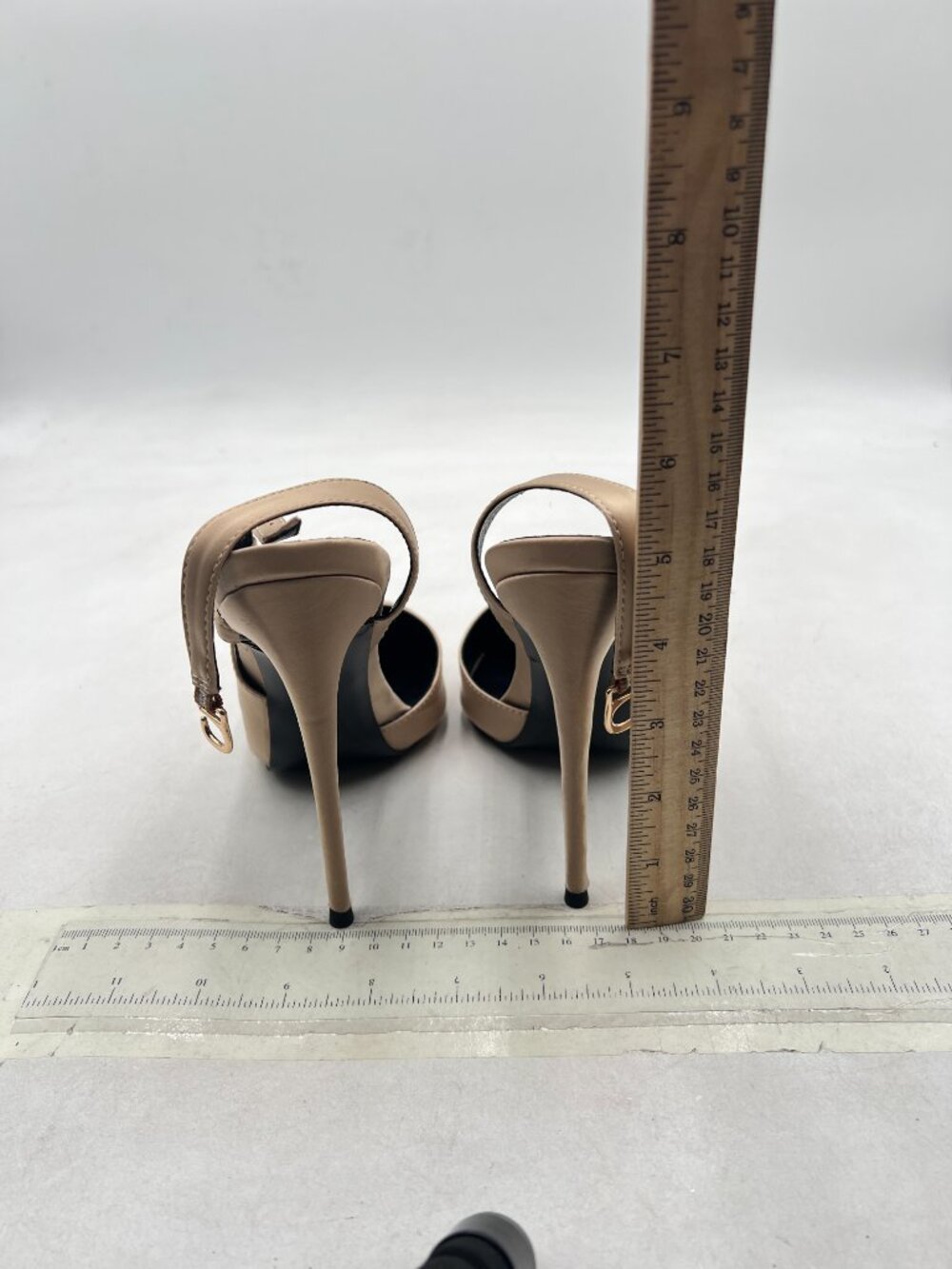 FSJ Light-khaki Satin Pointed Toe D'Orsay High Heel Slingback Pumps - Picture 5 of 8